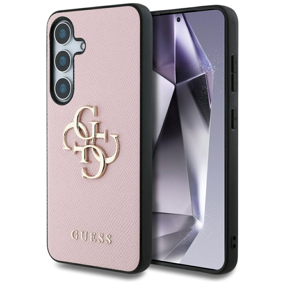 Deksel for Samsung Galaxy S25+ S936, Guess, 4G Grained Big and Classic Logo, Rosa, Reseglet