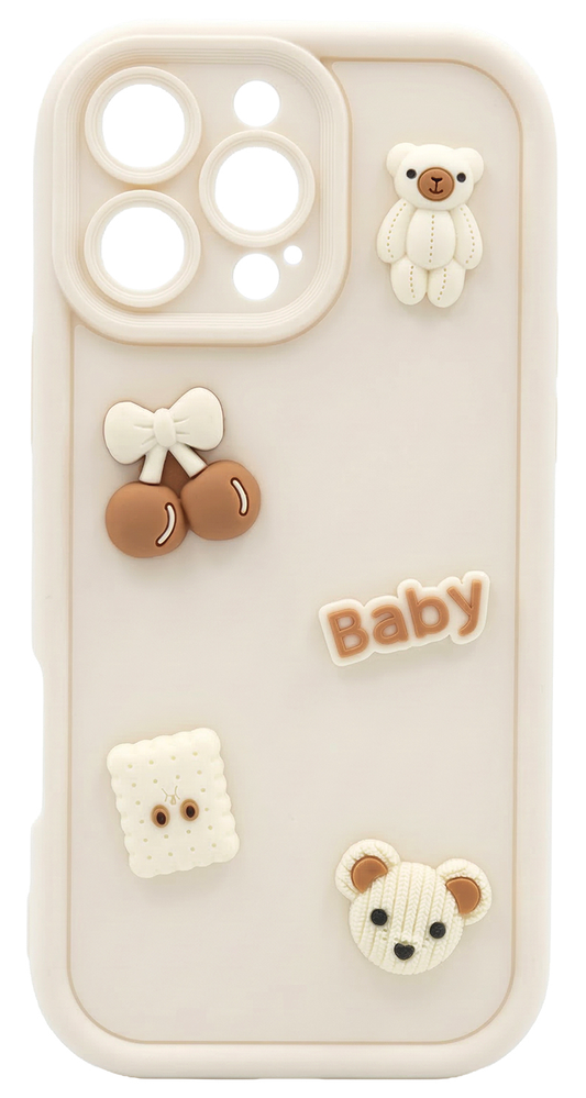 Deksel for Samsung Galaxy S26 S942, OEM, Ultra Trendy 3D Bear, Beige