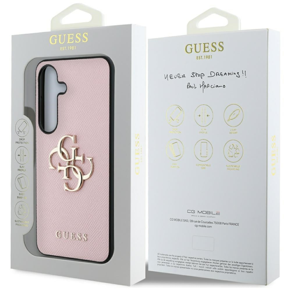 Deksel for Samsung Galaxy S25+ S936, Guess, 4G Grained Big and Classic Logo, Rosa, Reseglet