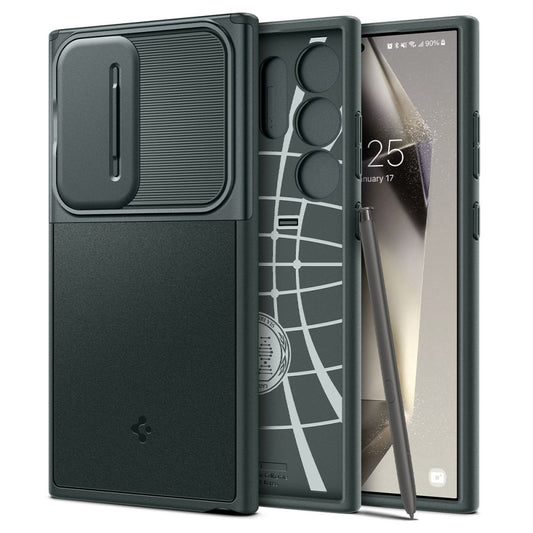 Etui til Samsung Galaxy S24 Ultra S928, Spigen, OPTIK ARMOR, grønn ACS07314