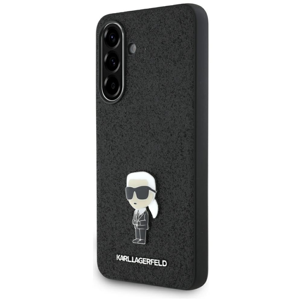Deksel for Samsung Galaxy A36 A366, Karl Lagerfeld, Glitter Fixed Ikonik Karl, Svart