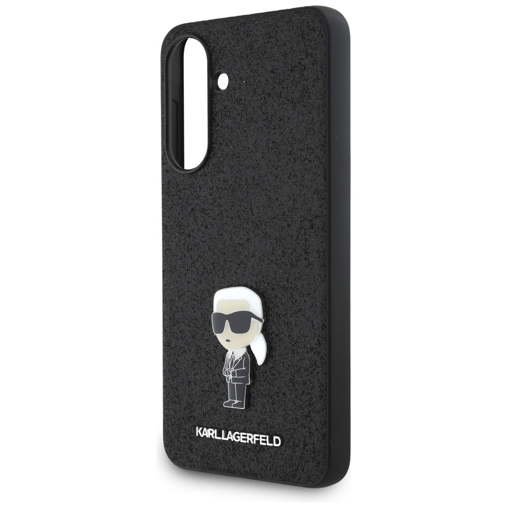 Deksel for Samsung Galaxy A36 A366, Karl Lagerfeld, Glitter Fixed Ikonik Karl, Svart