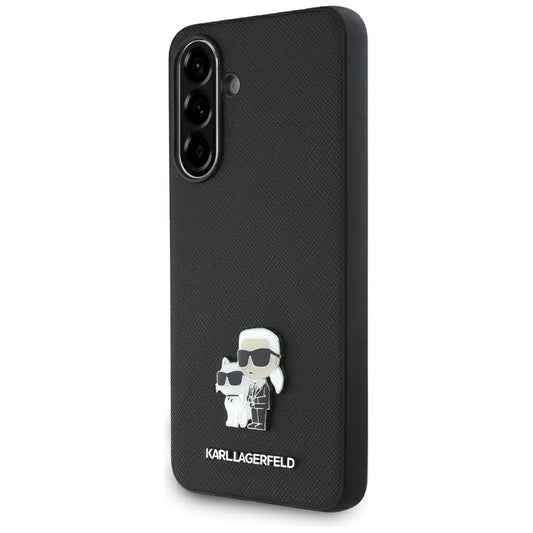 Deksel for Samsung Galaxy A36 A366, Karl Lagerfeld, Saffiano Karl & Choupette Metal, Svart