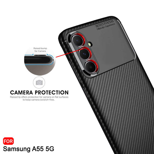 Deksel til Samsung Galaxy A55 5G A556, Techsuit, CarbonFiber, Svart
