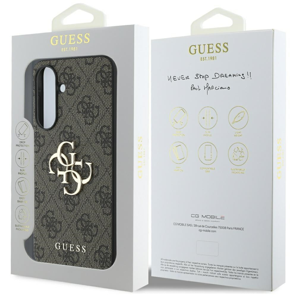 Deksel for Samsung Galaxy A56 A566, Guess, 4G Big Logo, Brun
