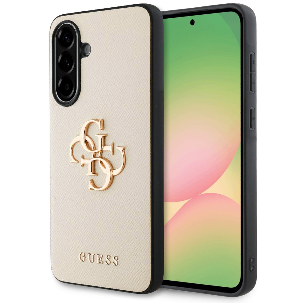 Deksel for Samsung Galaxy A56 A566, Guess, 4G Grained Big and Classic Logo, Beige