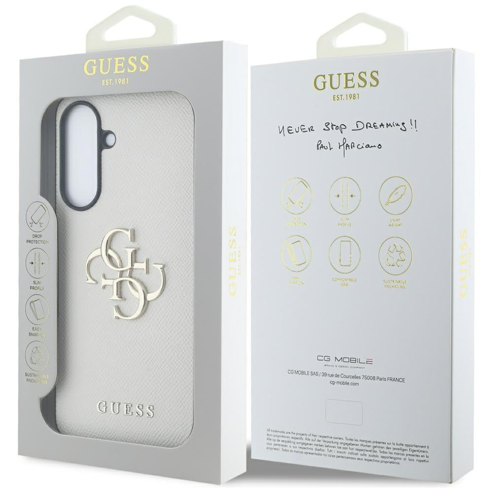 Deksel for Samsung Galaxy A56 A566, Guess, 4G Grained Big and Classic Logo, Beige