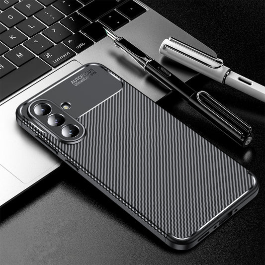 Deksel for Samsung Galaxy A56 A566, Techsuit, CarbonFiber, Svart