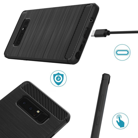 Deksel for Samsung Galaxy Note 8 N950, Techsuit, Karbon, Svart