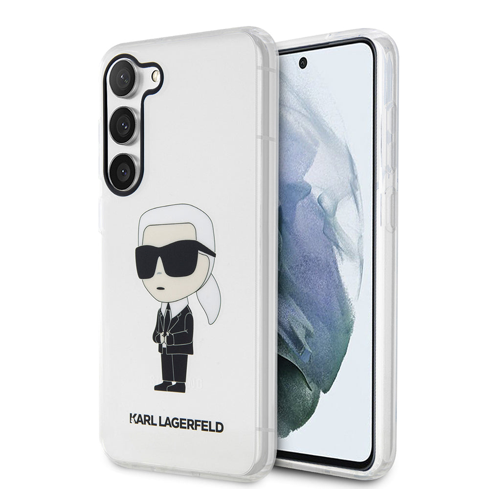 Deksel for Samsung Galaxy S23+ S916, Karl Lagerfeld, Ikonik Karl, Gjennomsiktig
