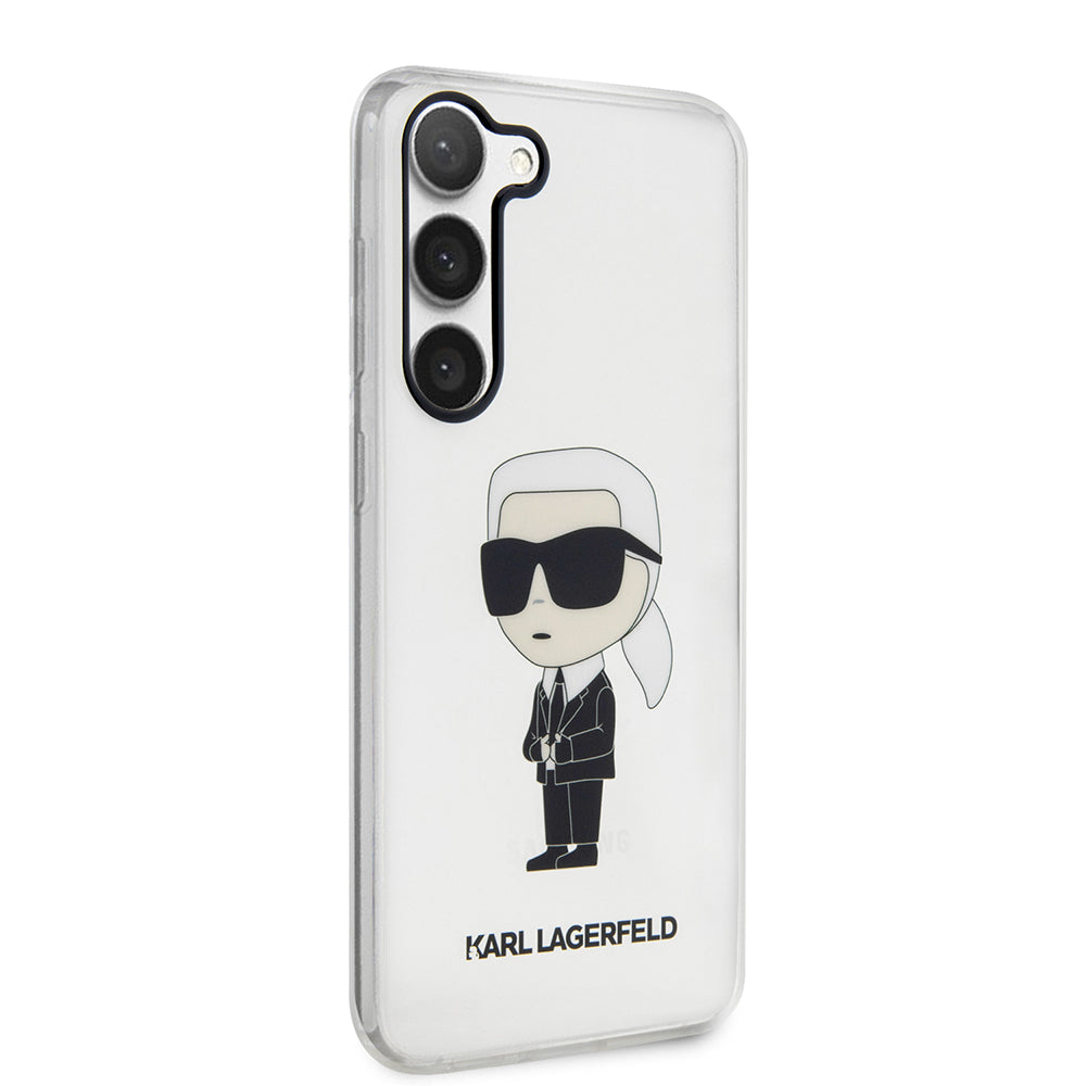 Deksel for Samsung Galaxy S23+ S916, Karl Lagerfeld, Ikonik Karl, Gjennomsiktig