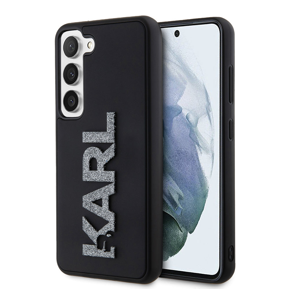 Deksel for Samsung Galaxy S23 S911, Karl Lagerfeld, 3D Rubber Glitter Logo, Svart