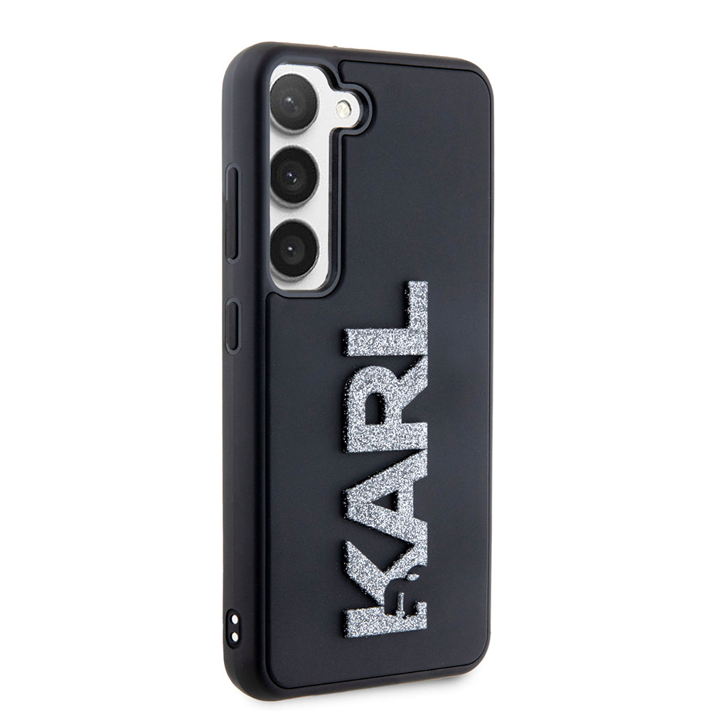 Deksel for Samsung Galaxy S23 S911, Karl Lagerfeld, 3D Rubber Glitter Logo, Svart