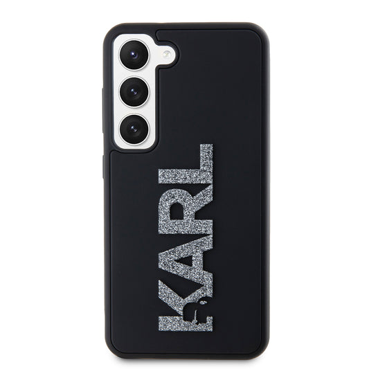 Deksel for Samsung Galaxy S23 S911, Karl Lagerfeld, 3D Rubber Glitter Logo, Svart