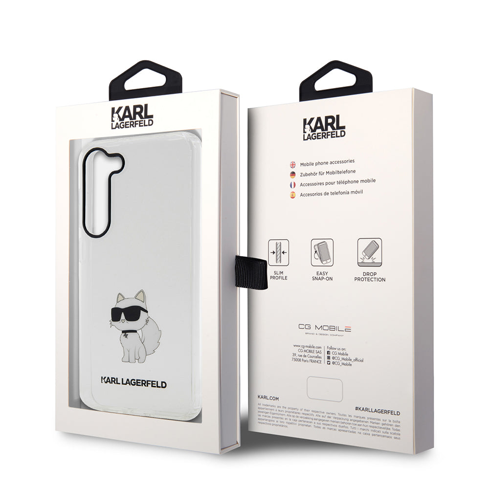Deksel for Samsung Galaxy S23 S911, Karl Lagerfeld, Ikonik Choupette, Gjennomsiktig