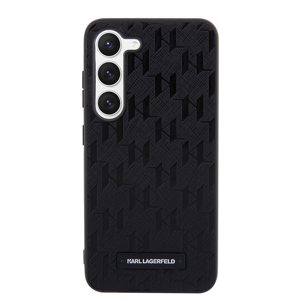Deksel for Samsung Galaxy S23 S911, Karl Lagerfeld, Saffiano Monogram Metal Logo, Svart