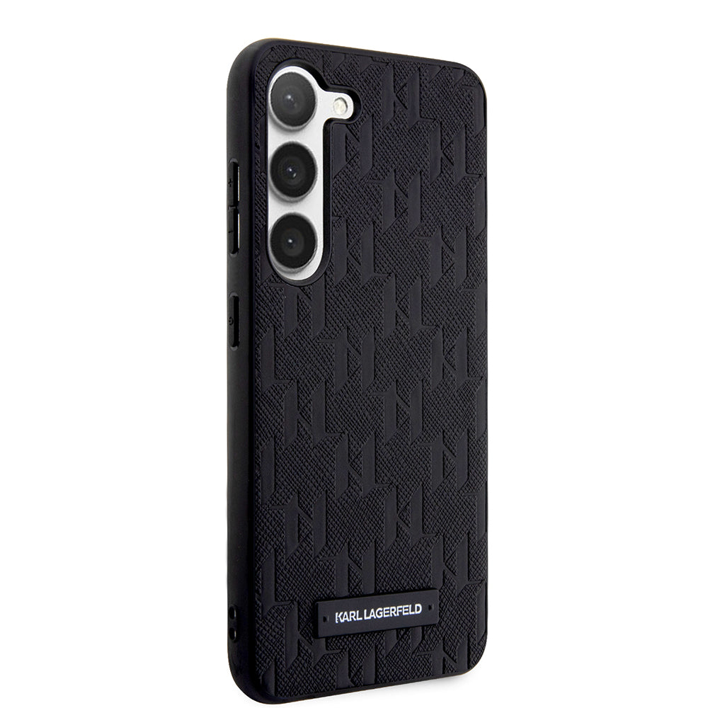 Deksel for Samsung Galaxy S23 S911, Karl Lagerfeld, Saffiano Monogram Metal Logo, Svart