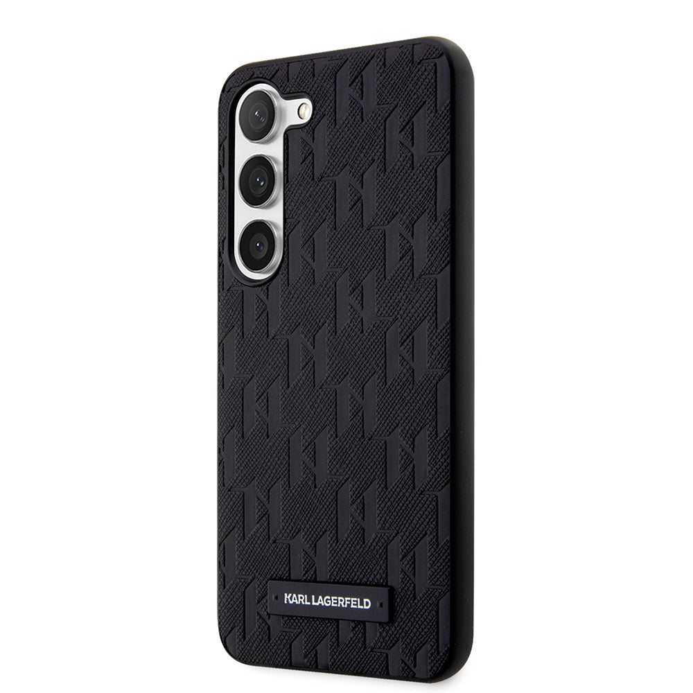 Deksel for Samsung Galaxy S23 S911, Karl Lagerfeld, Saffiano Monogram Metal Logo, Svart