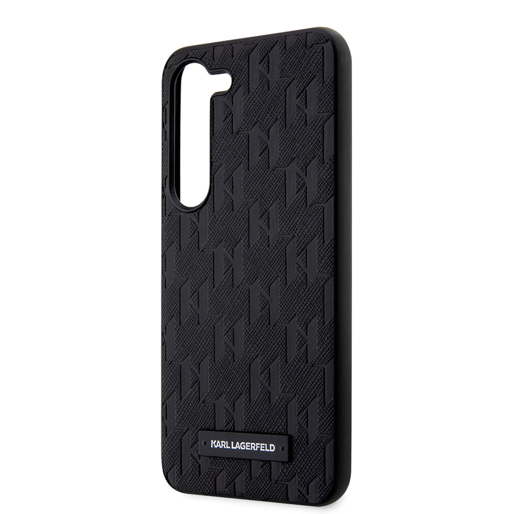 Deksel for Samsung Galaxy S23 S911, Karl Lagerfeld, Saffiano Monogram Metal Logo, Svart