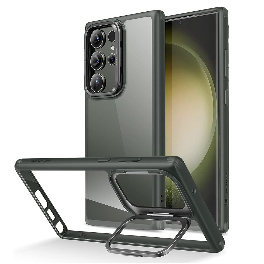 Deksel for Samsung Galaxy S23 Ultra S918, ESR, Classic Kickstand, Gjennomsiktig Grønn