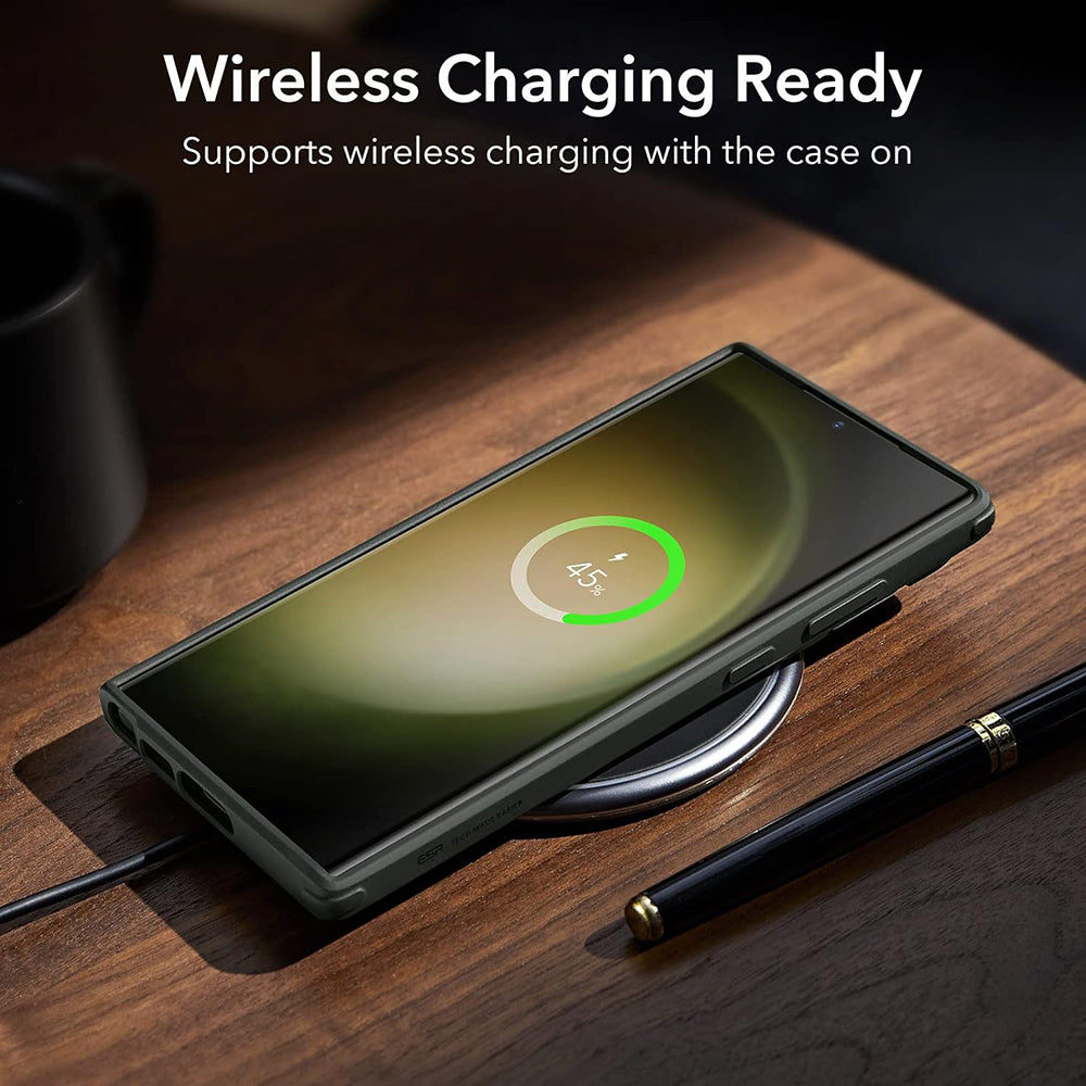 Deksel for Samsung Galaxy S23 Ultra S918, ESR, Classic Kickstand, Gjennomsiktig Grønn