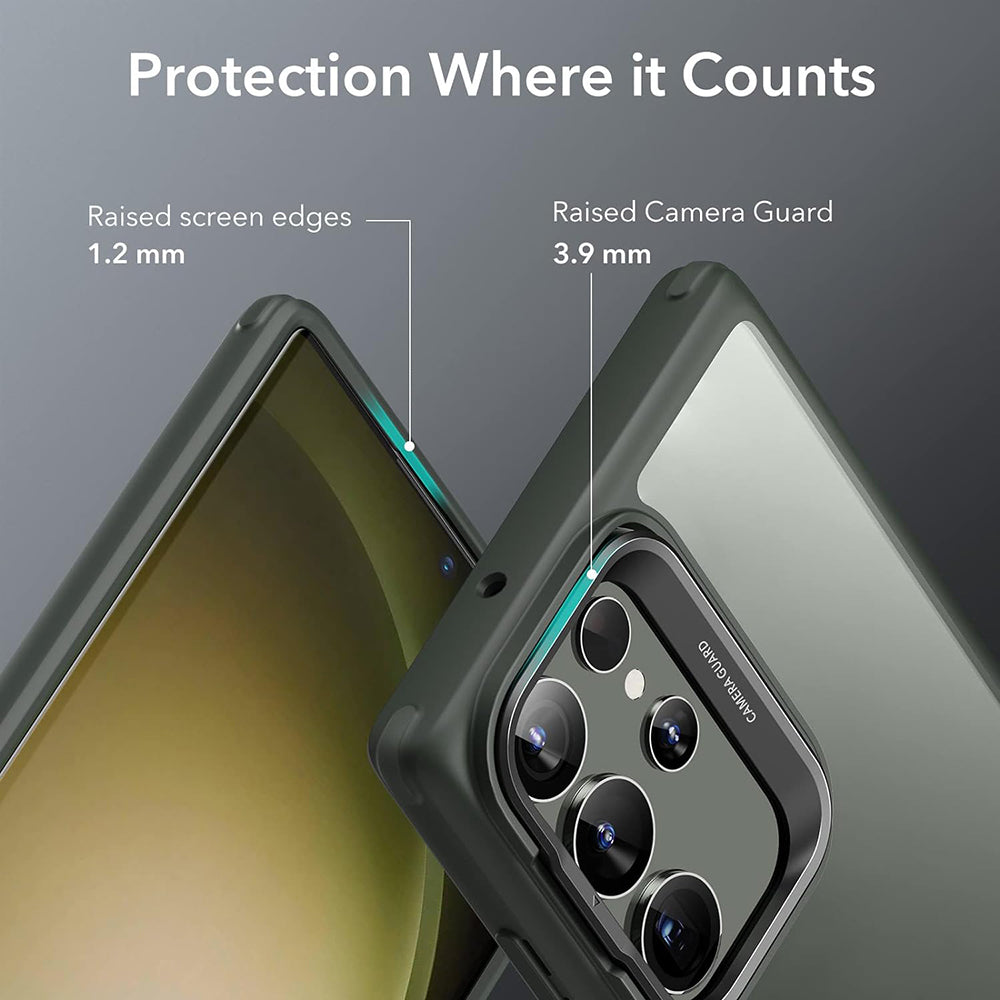 Deksel for Samsung Galaxy S23 Ultra S918, ESR, Classic Kickstand, Gjennomsiktig Grønn
