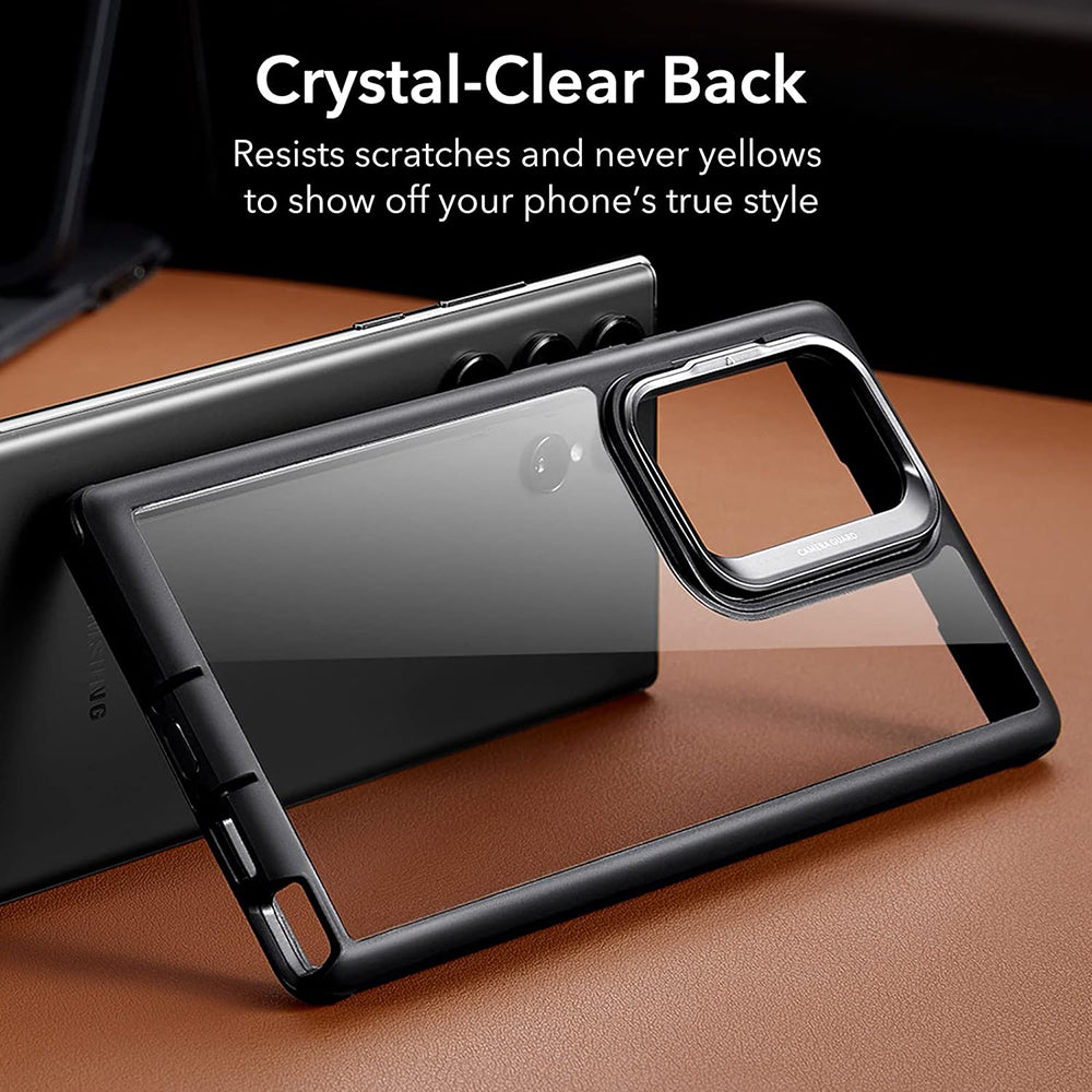 Deksel for Samsung Galaxy S23 Ultra S918, ESR, Shock Armor Kickstand, Svart Gjennomsiktig