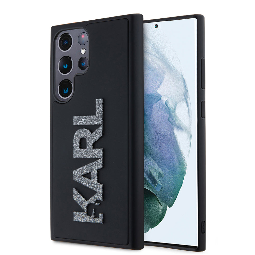 Deksel for Samsung Galaxy S23 Ultra S918, Karl Lagerfeld, 3D Rubber Glitter Logo, Svart