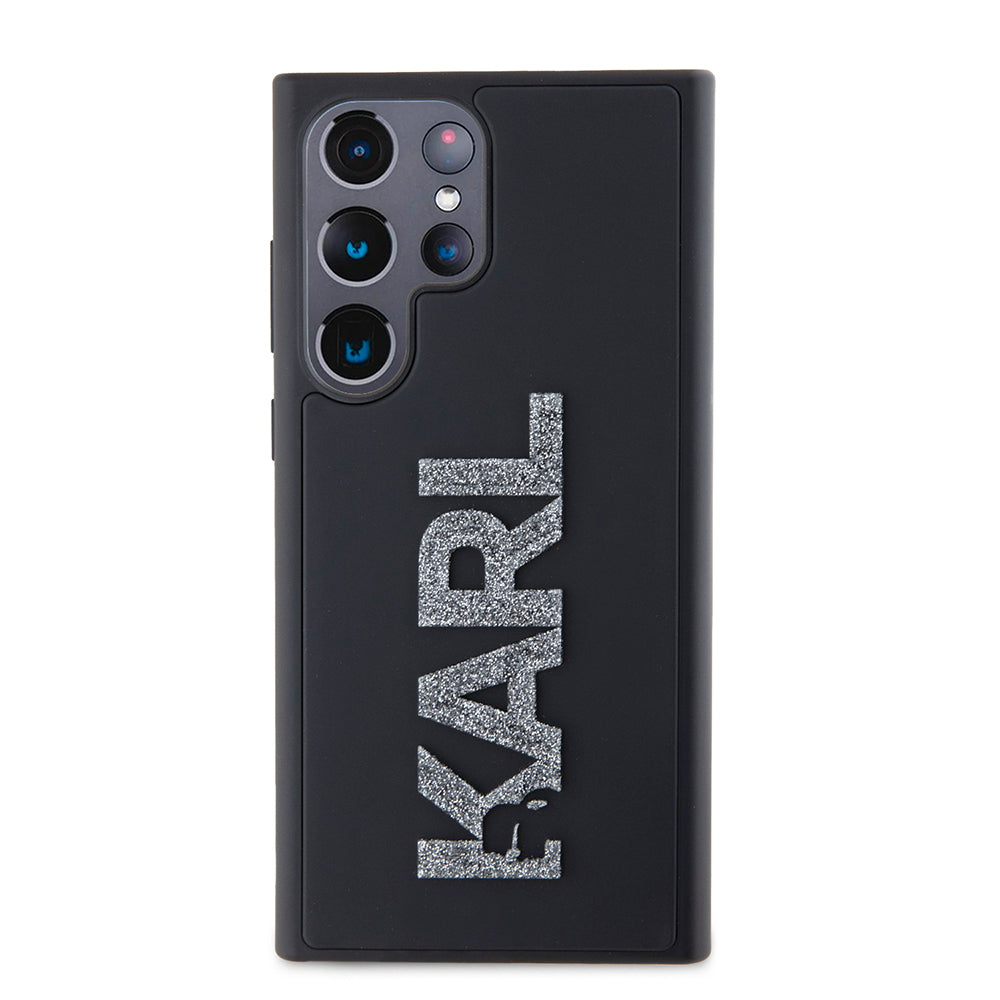 Deksel for Samsung Galaxy S23 Ultra S918, Karl Lagerfeld, 3D Rubber Glitter Logo, Svart