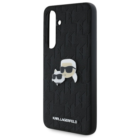 Deksel for Samsung Galaxy S24 FE S721, Karl Lagerfeld, Monogram Karl & Choupette's Heads, Svart