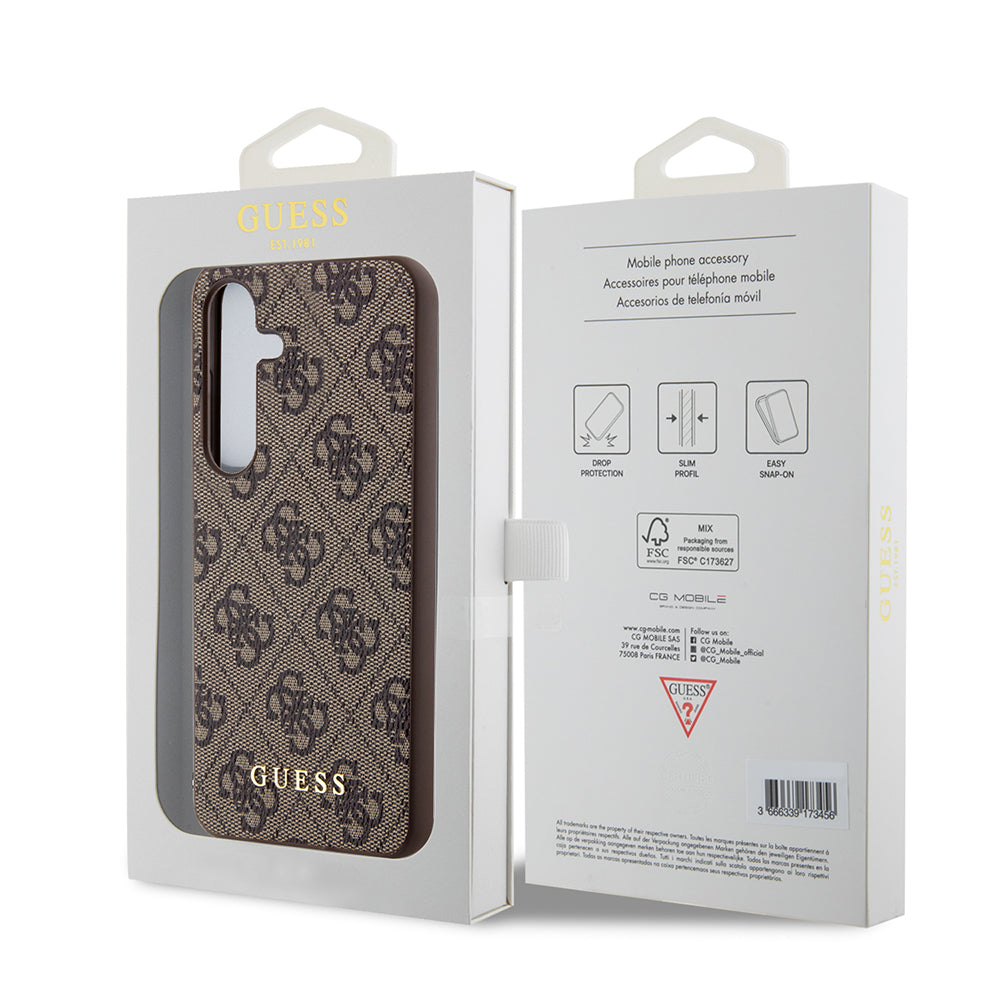 Deksel for Samsung Galaxy S24+ S926, Guess, 4G Metal Gold Logo, Brun