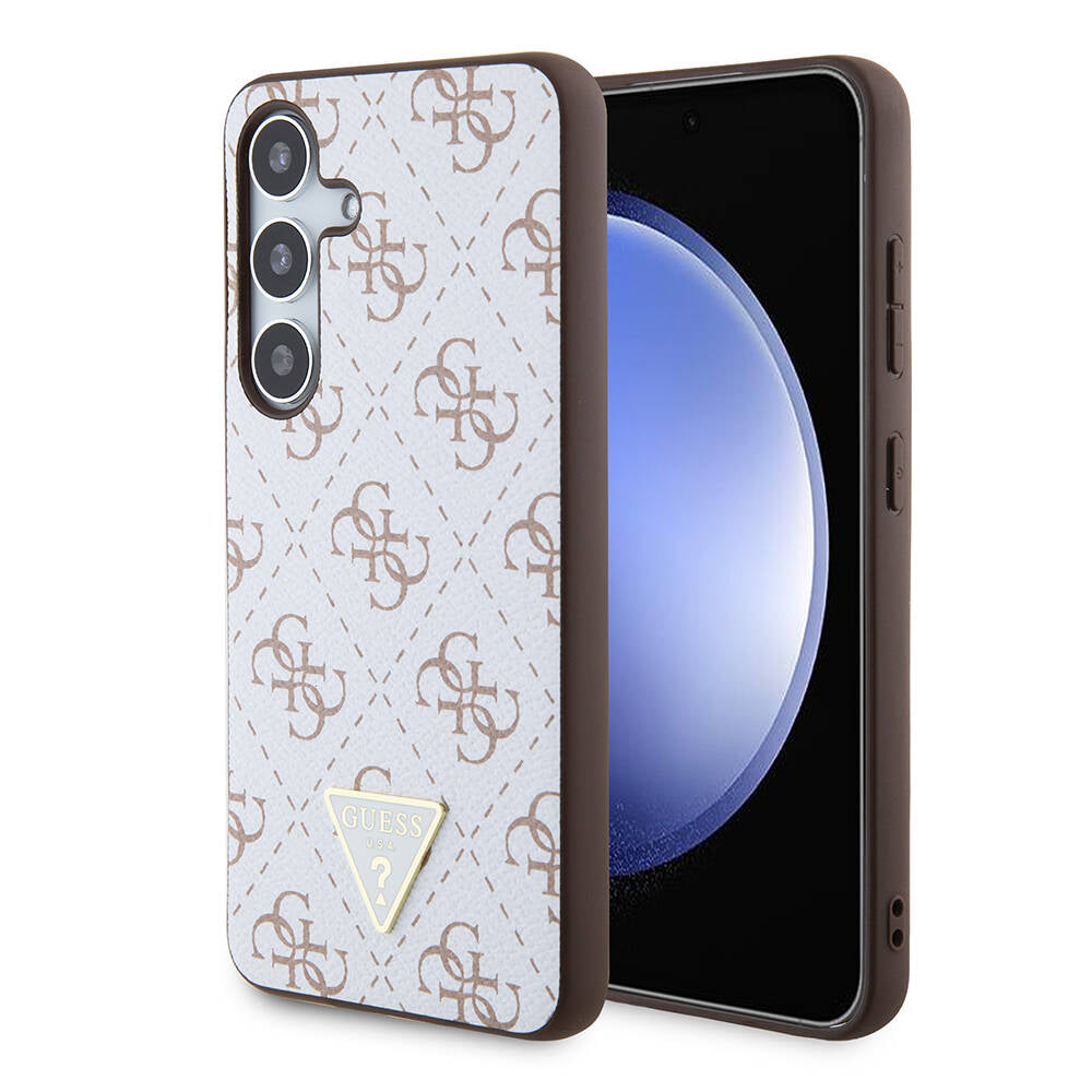 Deksel for Samsung Galaxy S24+ S926, Guess, 4G Triangle Logo, Hvit