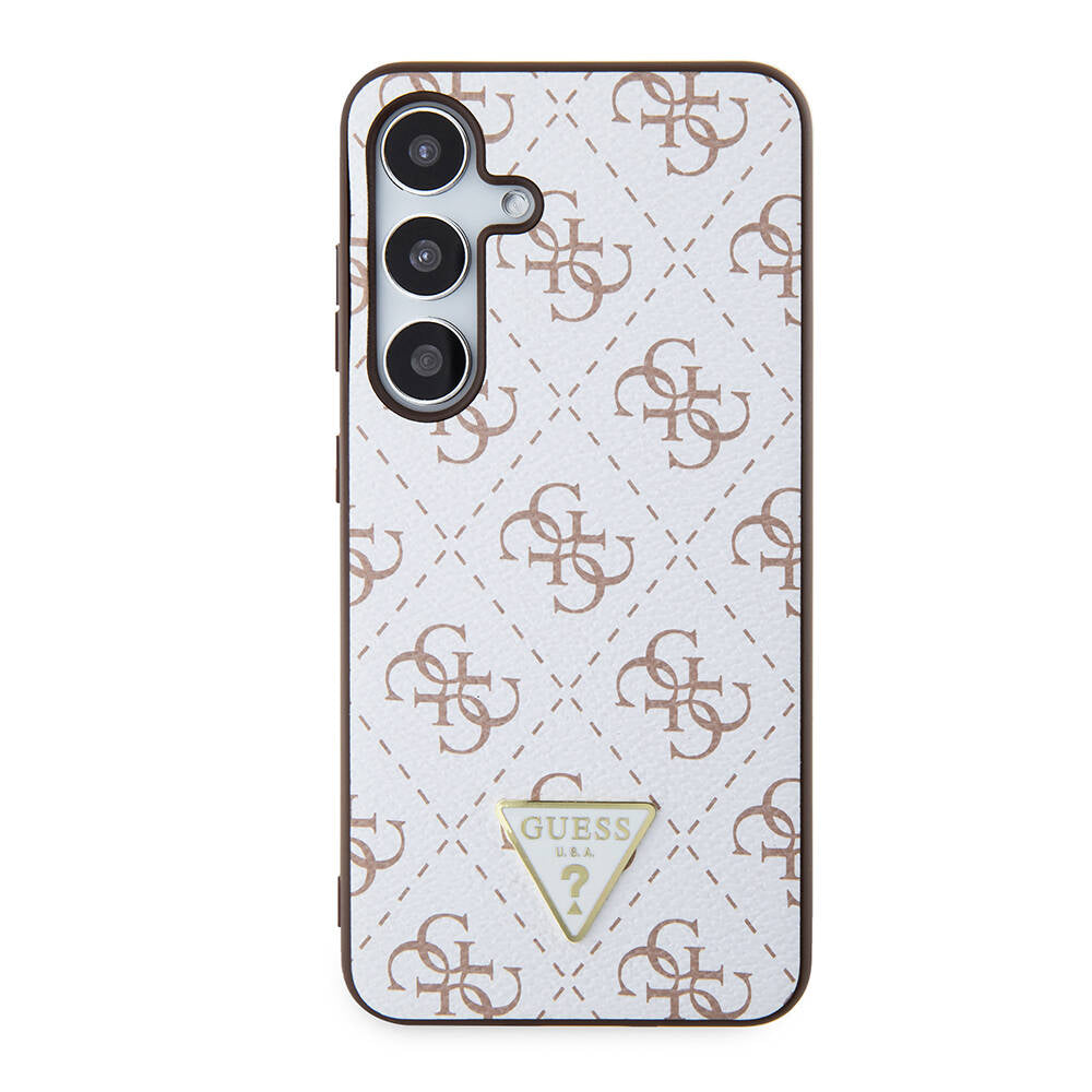 Deksel for Samsung Galaxy S24+ S926, Guess, 4G Triangle Logo, Hvit