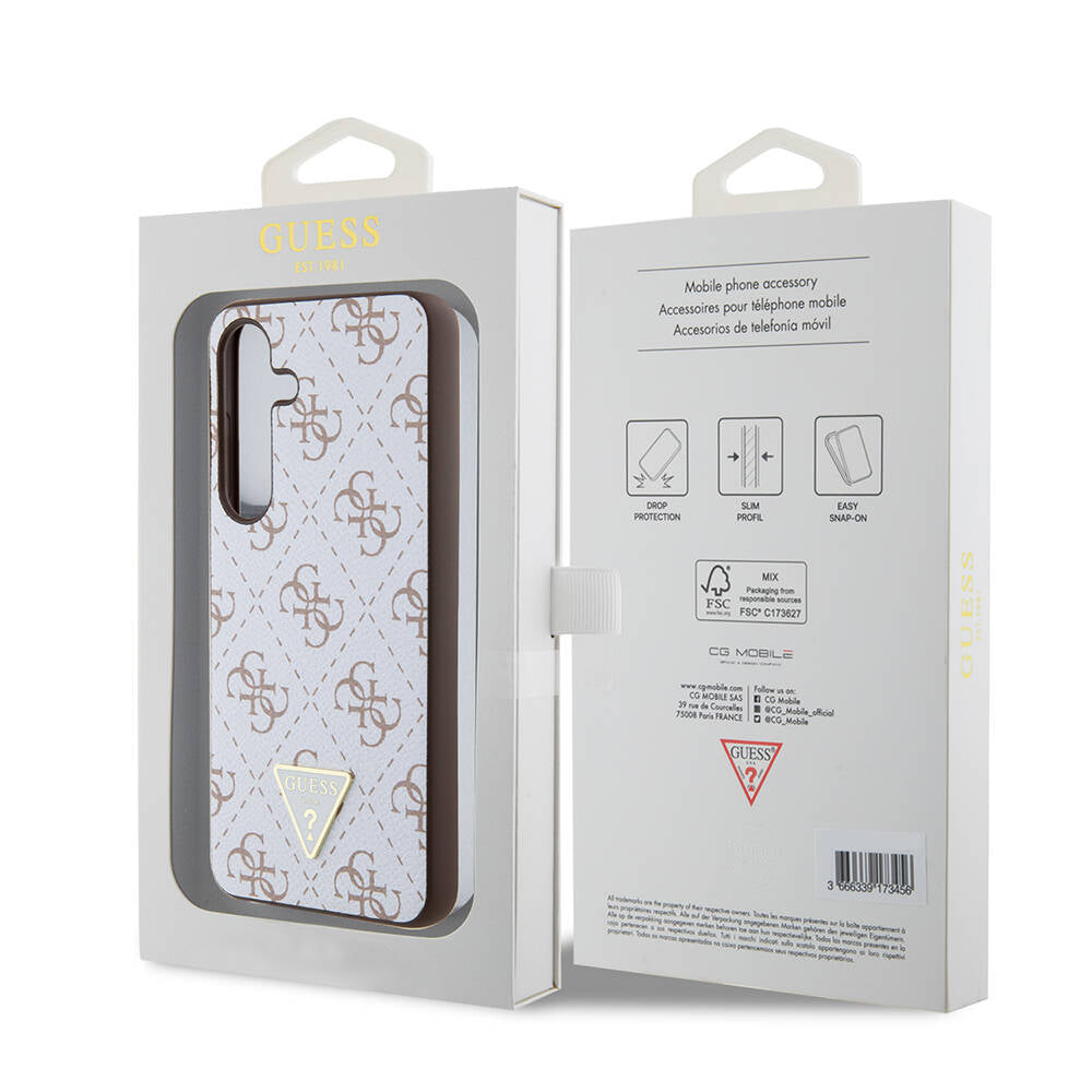 Deksel for Samsung Galaxy S24+ S926, Guess, 4G Triangle Logo, Hvit