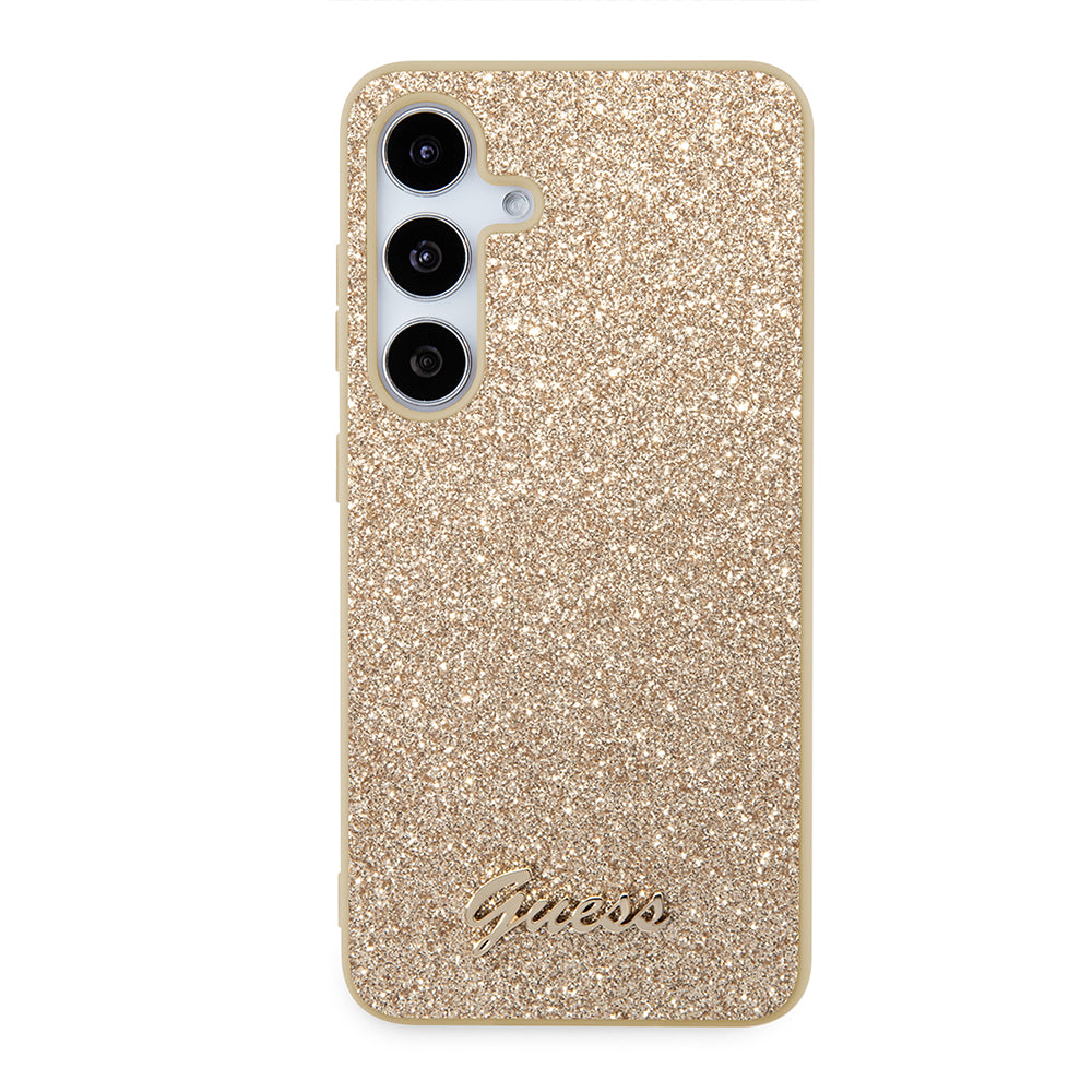 Deksel for Samsung Galaxy S24+ S926, Guess, Glitter Script, Gull