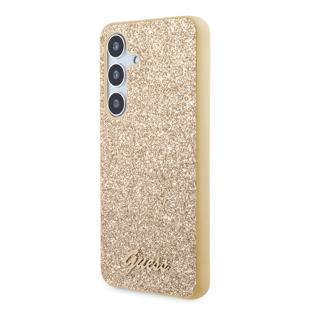 Deksel for Samsung Galaxy S24+ S926, Guess, Glitter Script, Gull