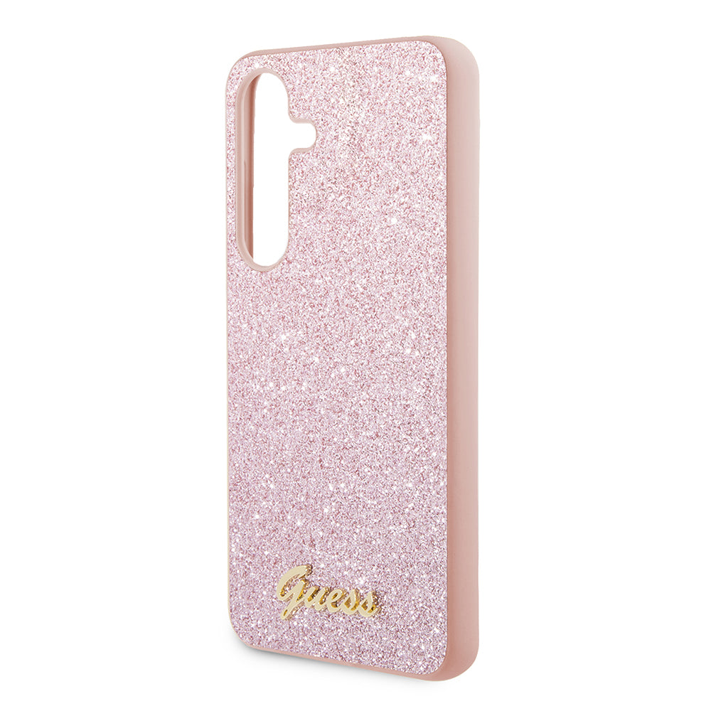 Deksel for Samsung Galaxy S24+ S926, Guess, Glitter Script, Rosa
