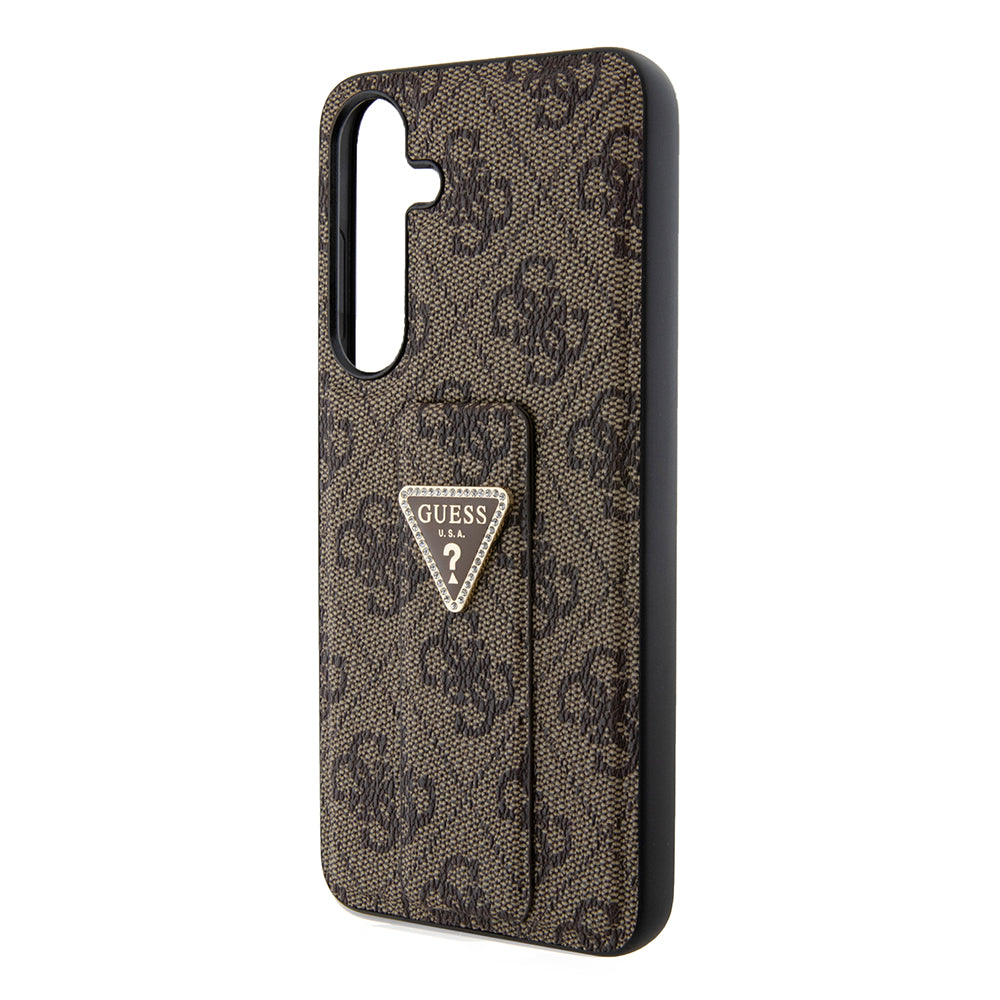 Deksel for Samsung Galaxy S24+ S926, Guess, Grip Stand 4G Triangle Strass, Brun