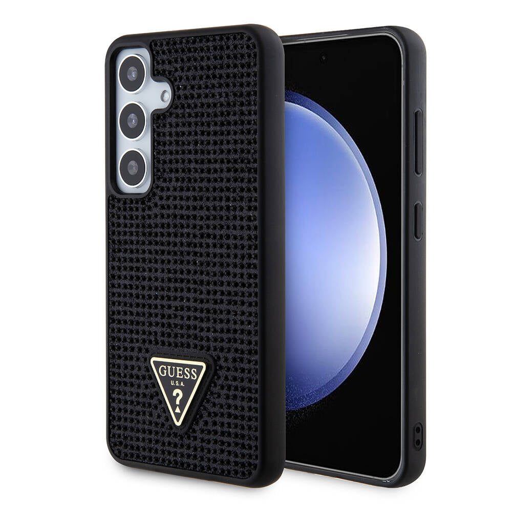 Deksel for Samsung Galaxy S24+ S926, Guess, Rhinestone Triangle Logo, Svart