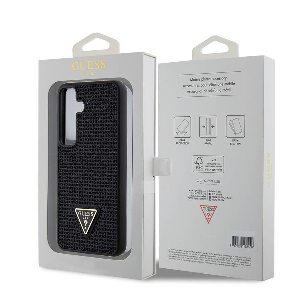 Deksel for Samsung Galaxy S24+ S926, Guess, Rhinestone Triangle Logo, Svart