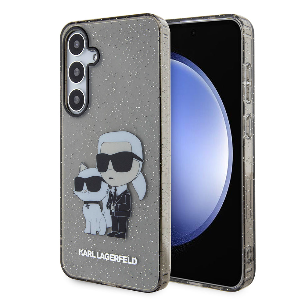 Deksel til Samsung Galaxy S24+ S926, Karl Lagerfeld, Glitter Karl & Choupette, Svart Transparent