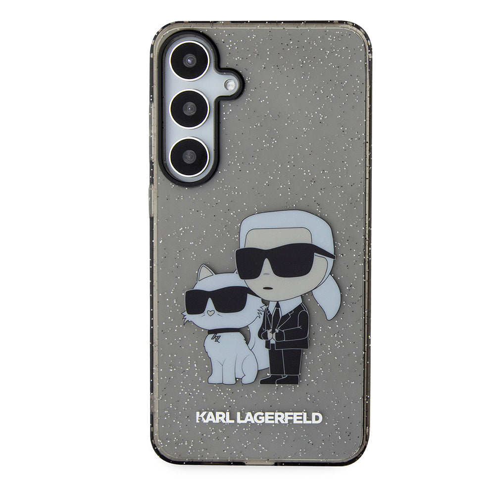 Deksel til Samsung Galaxy S24+ S926, Karl Lagerfeld, Glitter Karl & Choupette, Svart Transparent