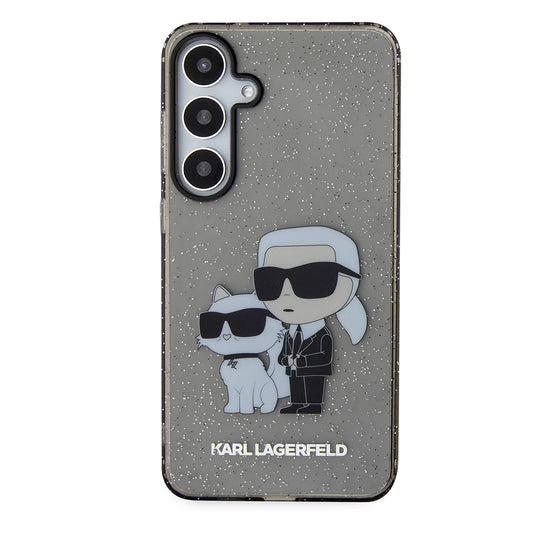 Deksel for Samsung Galaxy S24+ S926, Karl Lagerfeld, Glitter Karl & Choupette, Blå