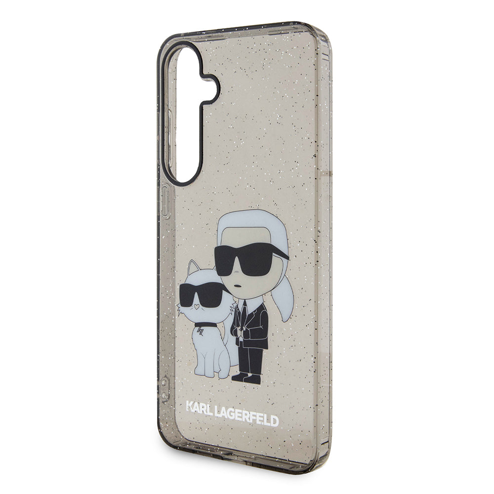 Deksel til Samsung Galaxy S24+ S926, Karl Lagerfeld, Glitter Karl & Choupette, Svart Transparent