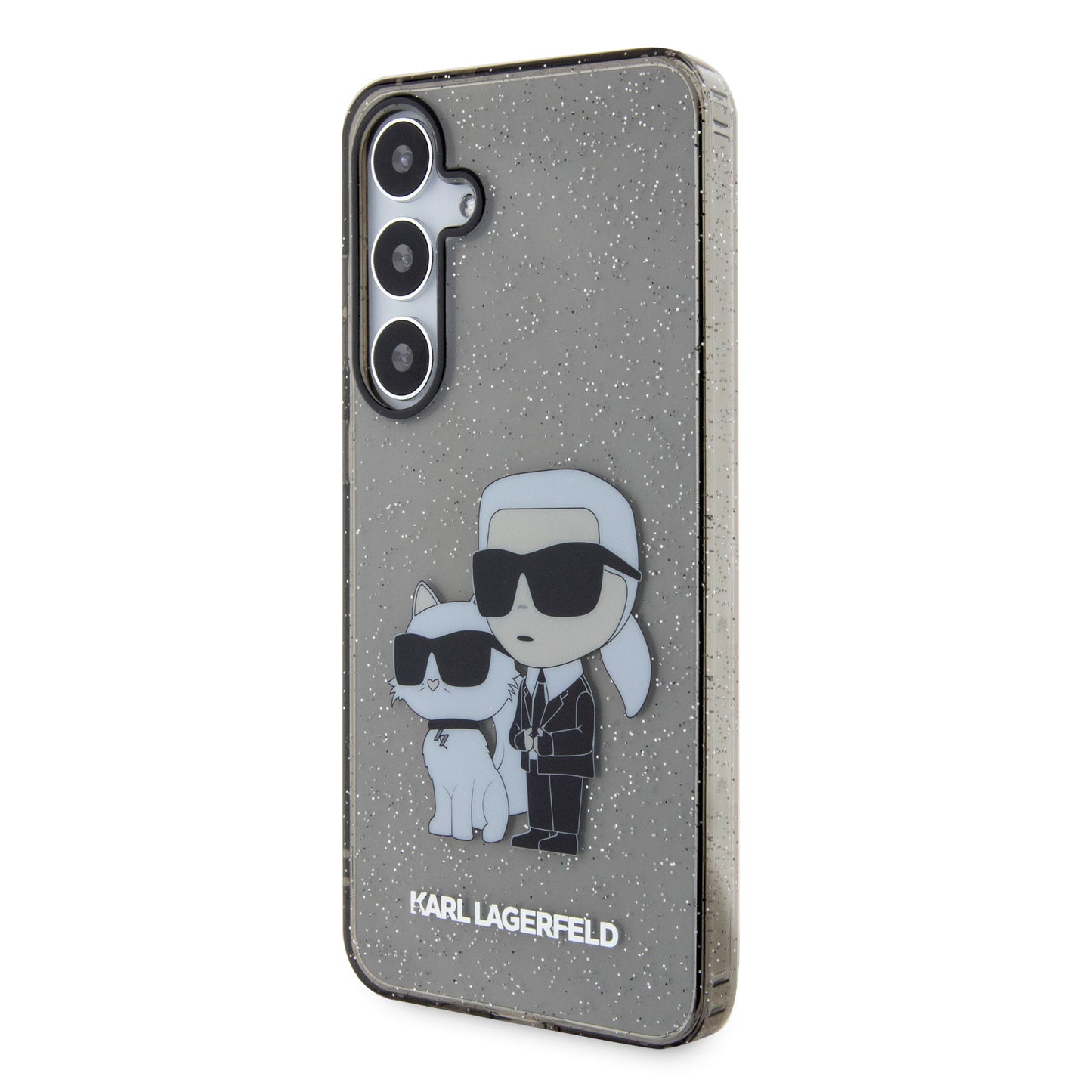 Deksel til Samsung Galaxy S24+ S926, Karl Lagerfeld, Glitter Karl & Choupette, Svart Transparent