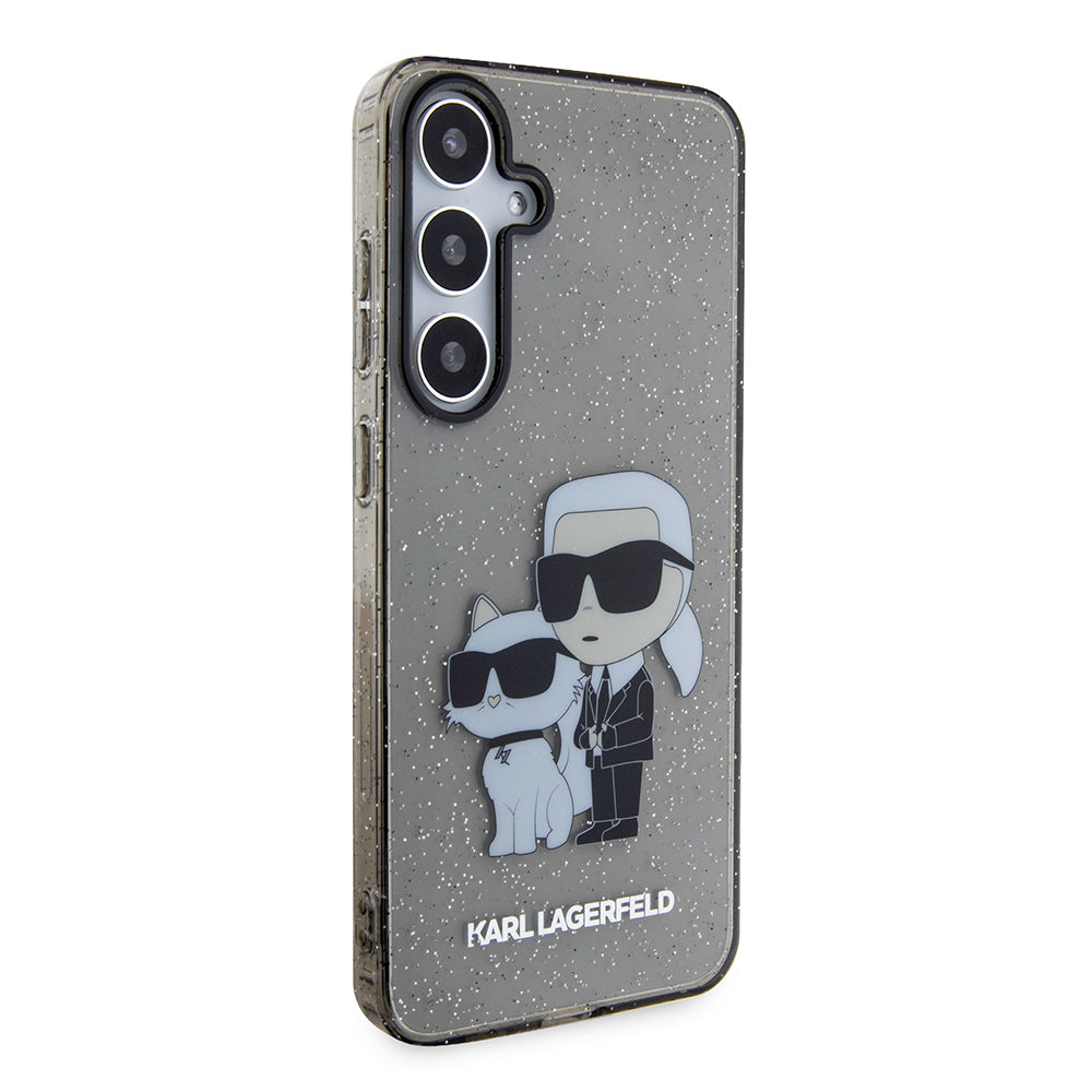 Deksel til Samsung Galaxy S24+ S926, Karl Lagerfeld, Glitter Karl & Choupette, Svart Transparent