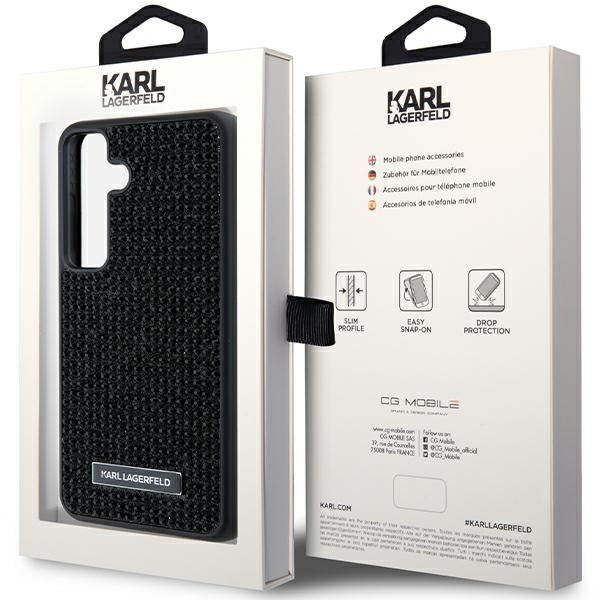 Deksel for Samsung Galaxy S24+ S926, Karl Lagerfeld, Rhinestone Metal Plate, Svart