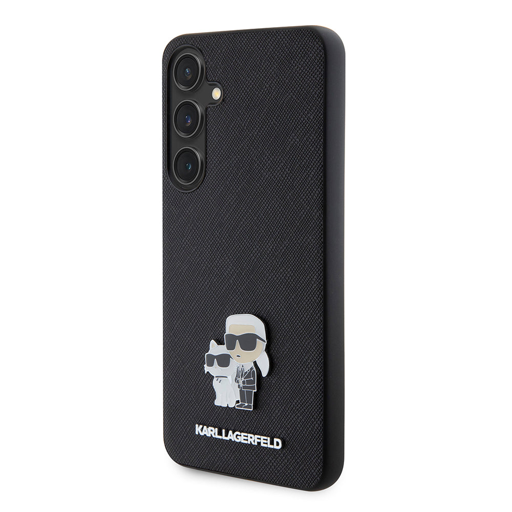 Deksel for Samsung Galaxy S24+ S926, Karl Lagerfeld, Saffiano Karl & Choupette Metal, Svart