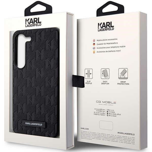 Deksel for Samsung Galaxy S24+ S926, Karl Lagerfeld, Saffiano Monogram Metal Logo, Svart