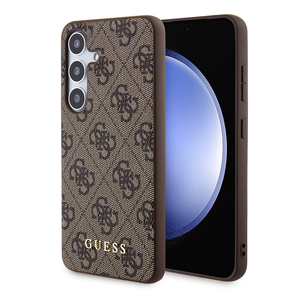Deksel for Samsung Galaxy S24 S921, Guess, 4G Metal Gold Logo, Brun